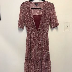 Red/burgundy Maxi dress with slip attached